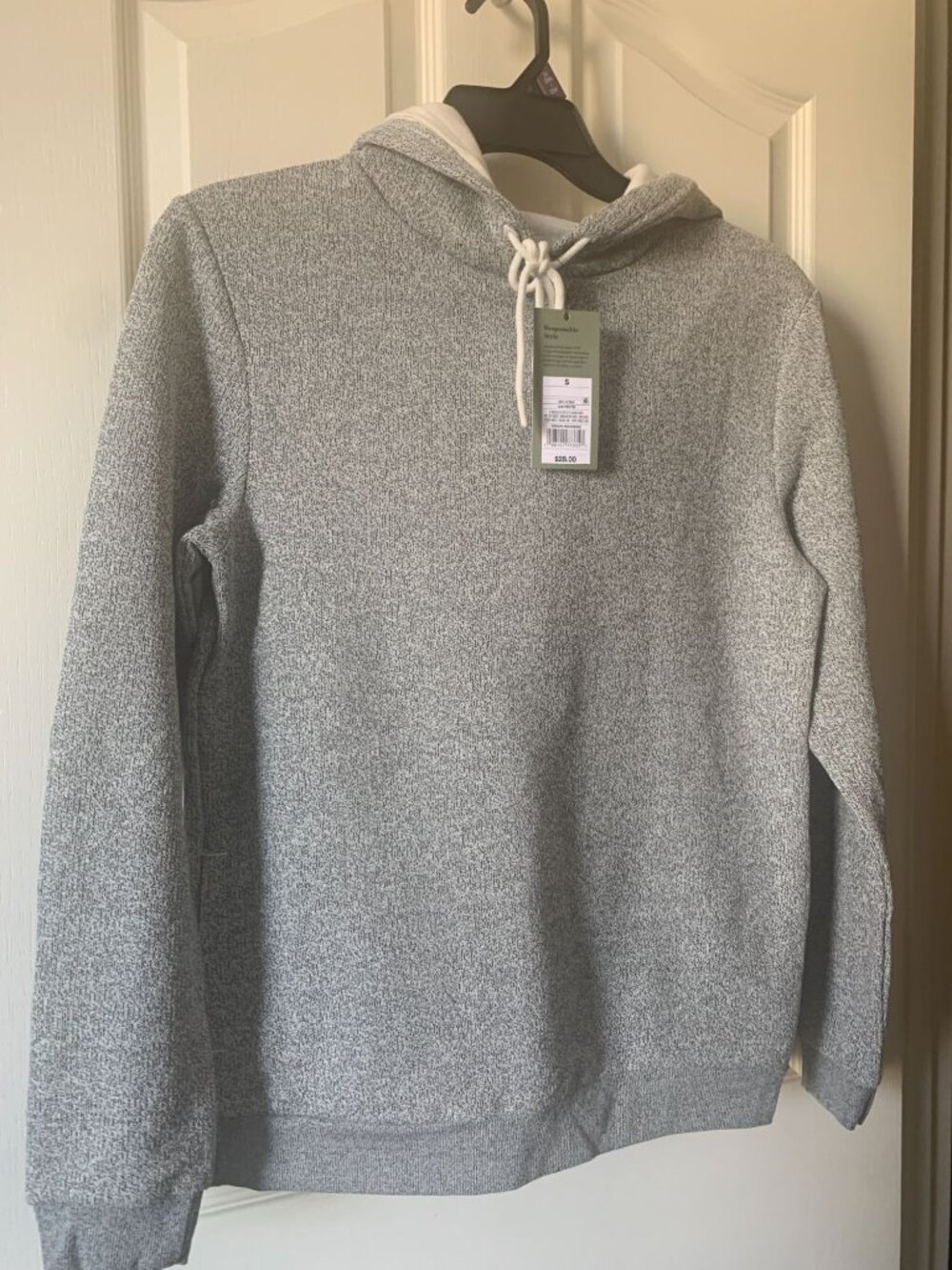 Gray Hooded Sweatshirt With Drawstring & Kangaroo Pocket Small